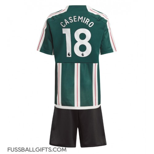 Manchester United Casemiro #18 Fußballbekleidung Auswärtstrikot Kinder 2023-24 Kurzarm (+ kurze hosen)